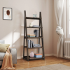 5-Tier Shelves,Bookshelf, Storage Rack, Bookcase with Rubber Wood Frame, Ladder Shelf for Living Room, Home Office, Kitchen, Bedroom, Apartment