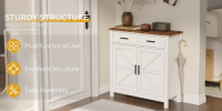 Kitchen Storage Cabinet, Modern Farmhouse Buffet Cabinet with Storage, Coffee Bar with 2 Drawers and 2 Doors, Floor Sideboard Buffet for Living R