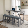 Bar Table Set with Power Outlet, Bar Table and Chairs Set, 4 Piece Dining Table Set, Industrial Breakfast Table Set, for Living Room, Dining Room
