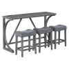 Bar Table Set with Power Outlet, Bar Table and Chairs Set, 4 Piece Dining Table Set, Industrial Breakfast Table Set, for Living Room, Dining Room