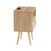 15.75" Rattan End table with Power Outlet & USB Ports , Modern nightstand with drawer and solid wood legs, side table for living room, bedroom,na