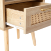 15.75" Rattan End table with Power Outlet & USB Ports , Modern nightstand with drawer and solid wood legs, side table for living room, bedroom,na