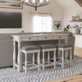 Wallace & Bay Mariano Gray Sofa Table With Three Stools