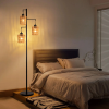 Boho Rattan Floor Lamp - Standing Lamps for Living Room  Dimmable Floor Lamp with Cage Shade