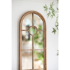 24x79" Half-Round Elongated Mirror with Decorative Window Look Classic Architecture Style Solid Fir Wood Interior Decor