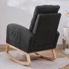 Modern Accent Rocking Chair Rocking Chair with Solid Wood Legs, Upholstered Nursery Glider Rocker, Comfy Armchair with Side Pocket