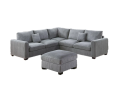 L-Sectional Sofa Corduroy Fog Color LAF And RAF Loveseats Corner Wedge Ottoman 4pcs Sectional Set Couch Living Room Furniture