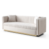 Contemporary Vertical Channel Tufted Velvet Sofa Modern Upholstered Couch for Living Room Apartment with 2 pillows,Beige