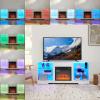 TV Stand Electric Fireplace TV Stand with Glass Shelves