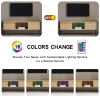 54.33" Rattan TV cabinet with variable color light strip, double sliding doors for storage, adjustable shelf, metal legs, TV console for living r