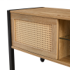 54.33" Rattan TV cabinet with variable color light strip, double sliding doors for storage, adjustable shelf, metal legs, TV console for living r