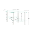 Transparent Oval glass coffee table, modern table with stainless steel leg, tea table 3-layer glass table for living room