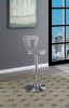 Adjustable Bar stool Gas lift Chair Gray Faux Leather Chrome Base metal frame Modern Stylish Set of 2 Chairs