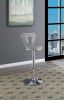 Adjustable Bar Stool in Gray Faux Leather with Chrome Base