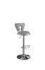 Adjustable Bar Stool in Gray Faux Leather with Chrome Base