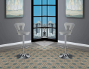 Adjustable Bar Stool in Gray Faux Leather with Chrome Base