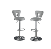 Adjustable Bar Stool in Gray Faux Leather with Chrome Base