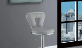 Adjustable Bar Stool in Gray Faux Leather with Chrome Base