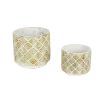 Modern Abstract Gold and White Cement Flower Pot Set of 2 - Stylish Home Decor