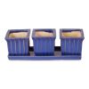 Set of 3 Blue Square Ceramic Small Planters - Ideal for Indoor and Outdoor Plants