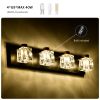 4-Light Matte Black Gold Bathroom Light Fixtures, Modern Vanity Lights With Crystal Glass Shade, Vintage Light Fixture Bathroom Over Mirror Wall