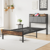 Storage Headboard With Charging Station Twin Size Bed Frame