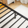 Twin Size Heavy Duty Platform Bed Frame With Headboard, USB Charging Station, LED Light