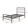 Metal Victorian Style Headboard Footboard Platform Twin Bed Frame