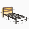 Twin Size Heavy Duty Platform Bed Frame With Headboard, USB Charging Station, LED Light