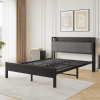 Storage Headboard With Charging Station Queen Size Bed Frame