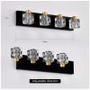 4-Light Matte Black Gold Bathroom Light Fixtures, Modern Vanity Lights With Crystal Glass Shade, Vintage Light Fixture Bathroom Over Mirror Wall