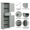 Freestanding Storage Cabinet With Drawer And Adjustable Shelf
