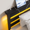 Twin Size Heavy Duty Platform Bed Frame With Headboard, USB Charging Station, LED Light