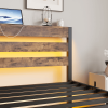 Twin Size Heavy Duty Platform Bed Frame With Headboard, USB Charging Station, LED Light