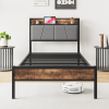 Storage Headboard With Charging Station Twin Size Bed Frame