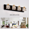 4-Light Matte Black Gold Bathroom Light Fixtures, Modern Vanity Lights With Crystal Glass Shade, Vintage Light Fixture Bathroom Over Mirror Wall