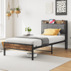Storage Headboard With Charging Station Twin Size Bed Frame