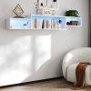 65.35in Wall Mounted Floating TV Stand With 20 Color LEDs And Charging Station