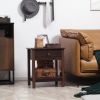 Dark Brown Nightstand With Drawer And Shelves