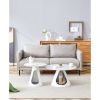 Set Of 2 Coffee Round Tables With A Marble-look Top And Steel Base