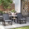 3 Piece Outdoor Glider Chair With Coffee Table And 2 Patio Chairs