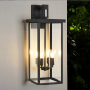 26H 1ps Modern Outdoor Wall Lanterns With Black Metal Frame And Clear Glass, 4 E12 Bulb Socket, Weatherproof Wall Sconces For Porch, Garden, Pati