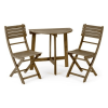 Semi-circular Folding Acacia Weather-resistant Bistro Table And Chairs