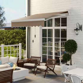 8' X 6.6' Patio Retractable Awning Brown (Color: Brown)