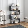 5-Tier Bookcase S-Shaped Wooden Storage Shelf