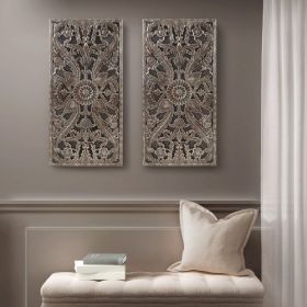 Distressed Carved Wood 2-piece Wall Decor Set (Option: Bronze)