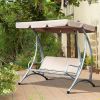 3-Person Outdoor Swing Chair Bench With Stand And Adjustable Canopy
