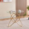 Dining Table With Golden Metal Leg And Tempered Glass