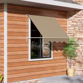 6' Cream Drop Arm Manual Retractable Patio Awning (Option: Cream)