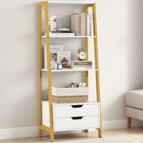 52.5" Tall Freestanding 4-Tier Bookcase (Color: White)
